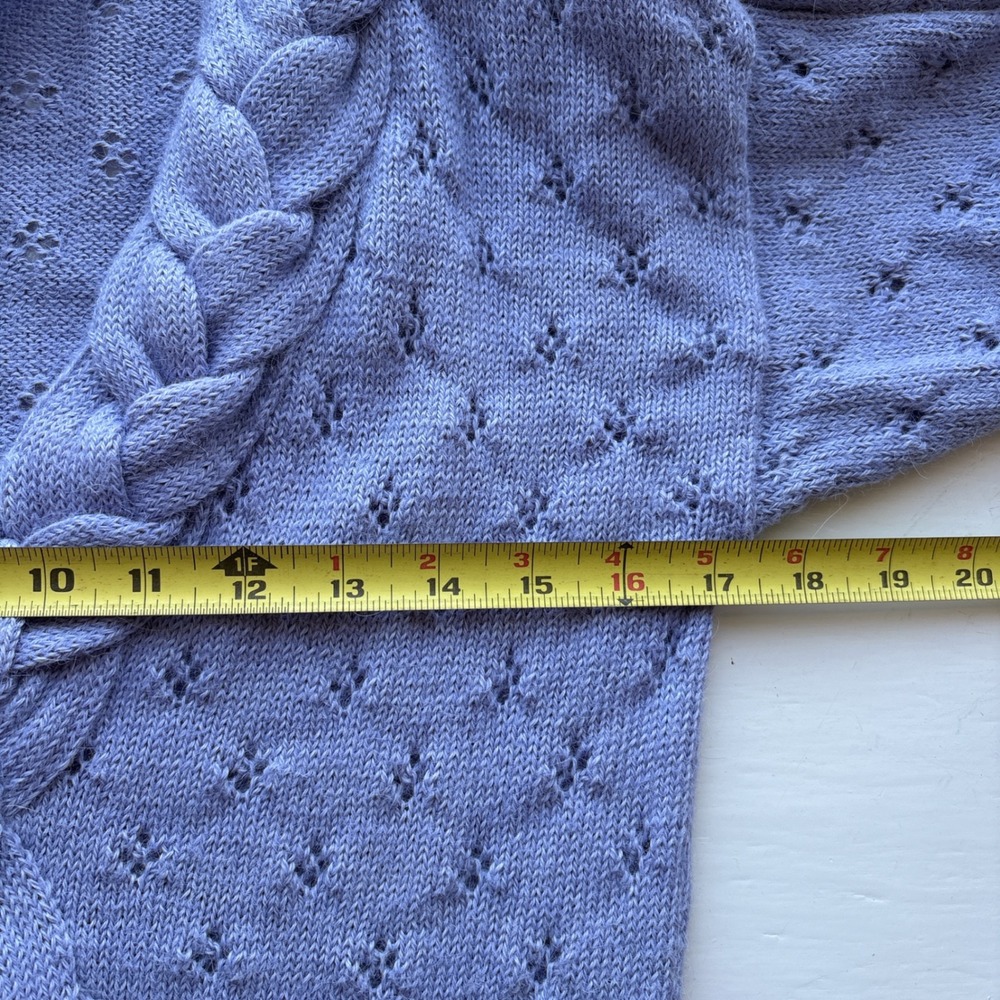 Peruvian Connection 100% Alpaca Womens M Purple Surplice Braided Knit Sweater - Picture 9 of 12